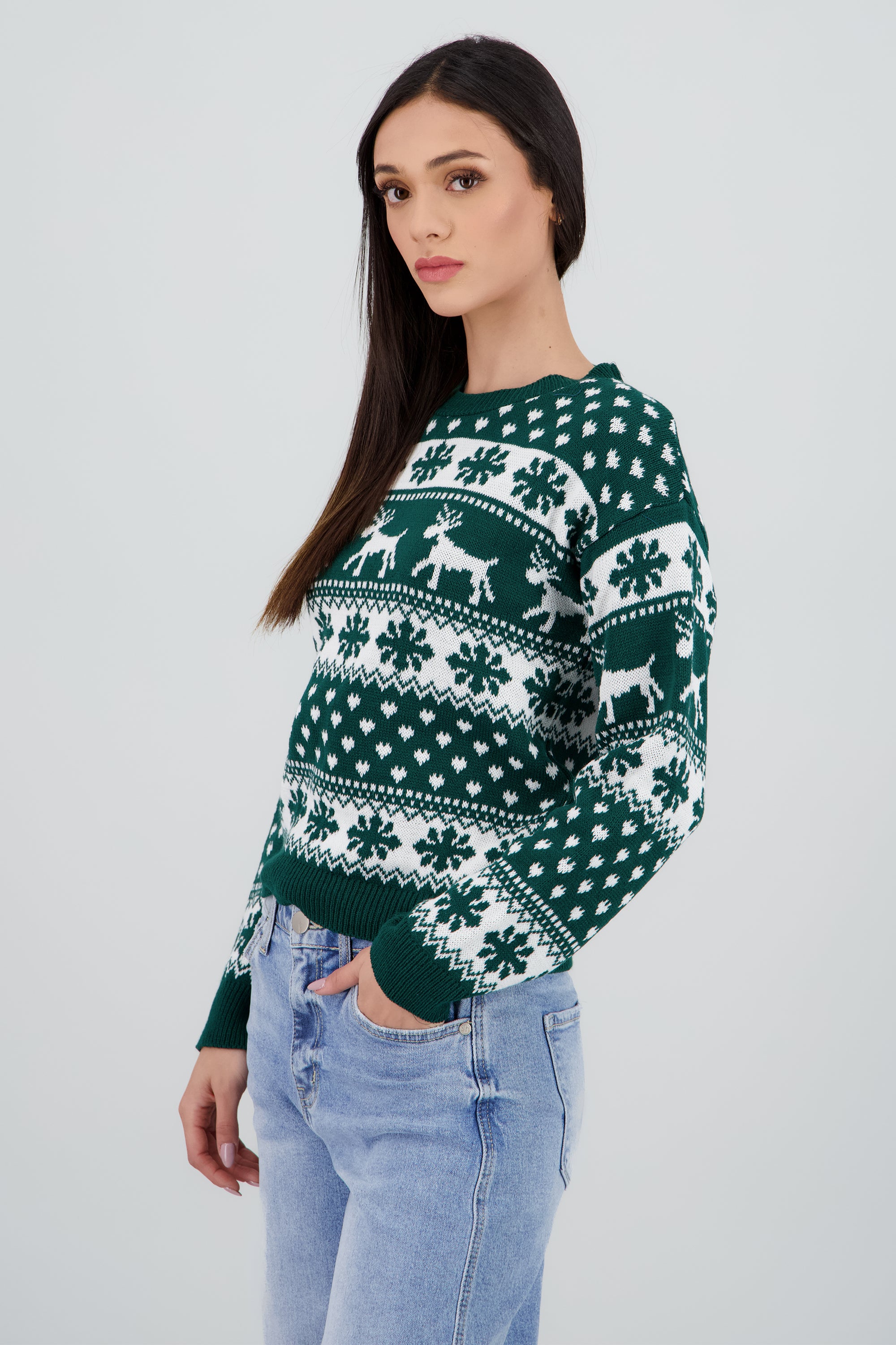 Suéter navideño renos VERDE COMBO