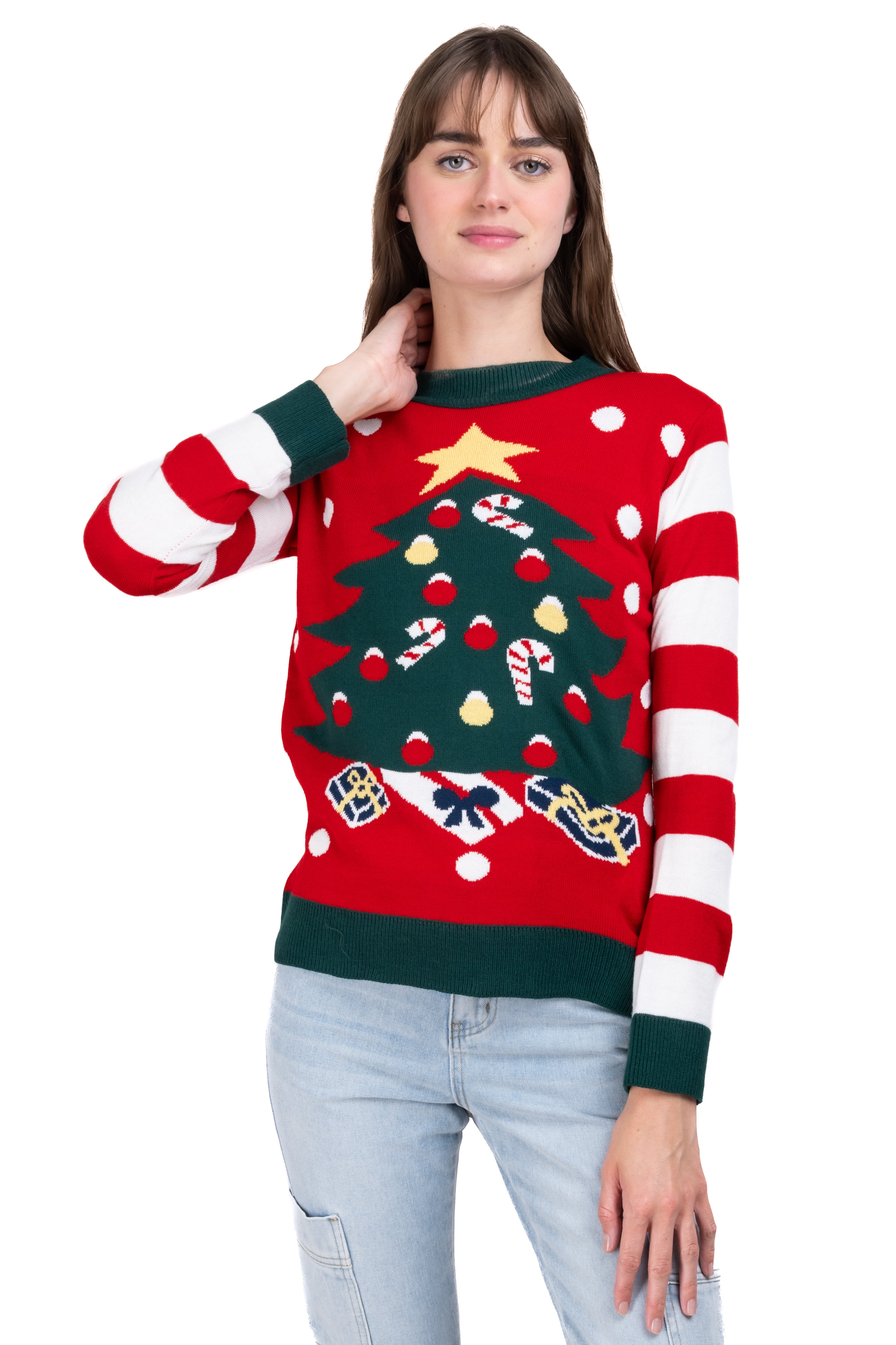 Suéter navideño árbol ROJO COMBO