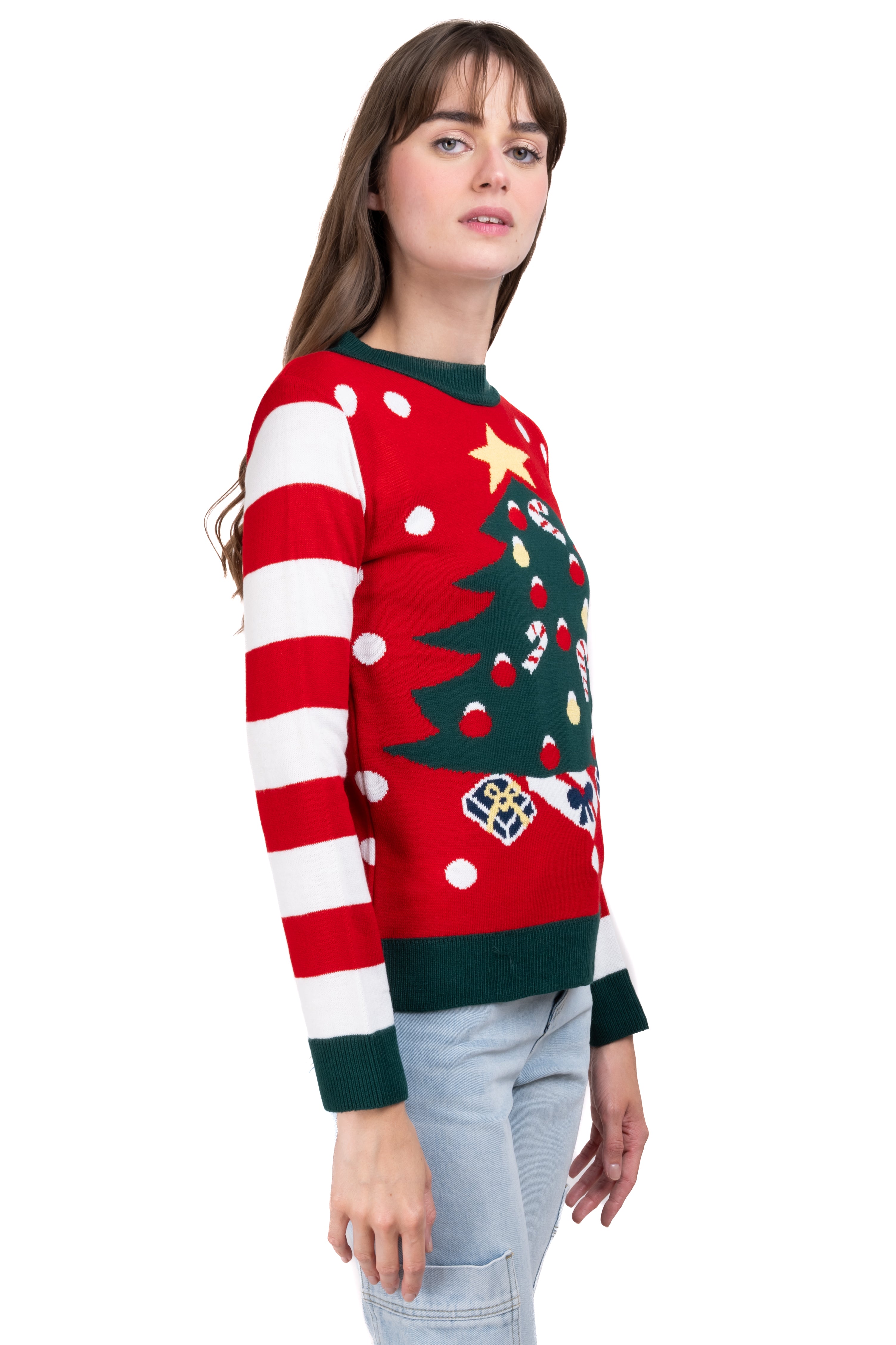 Suéter navideño árbol ROJO COMBO