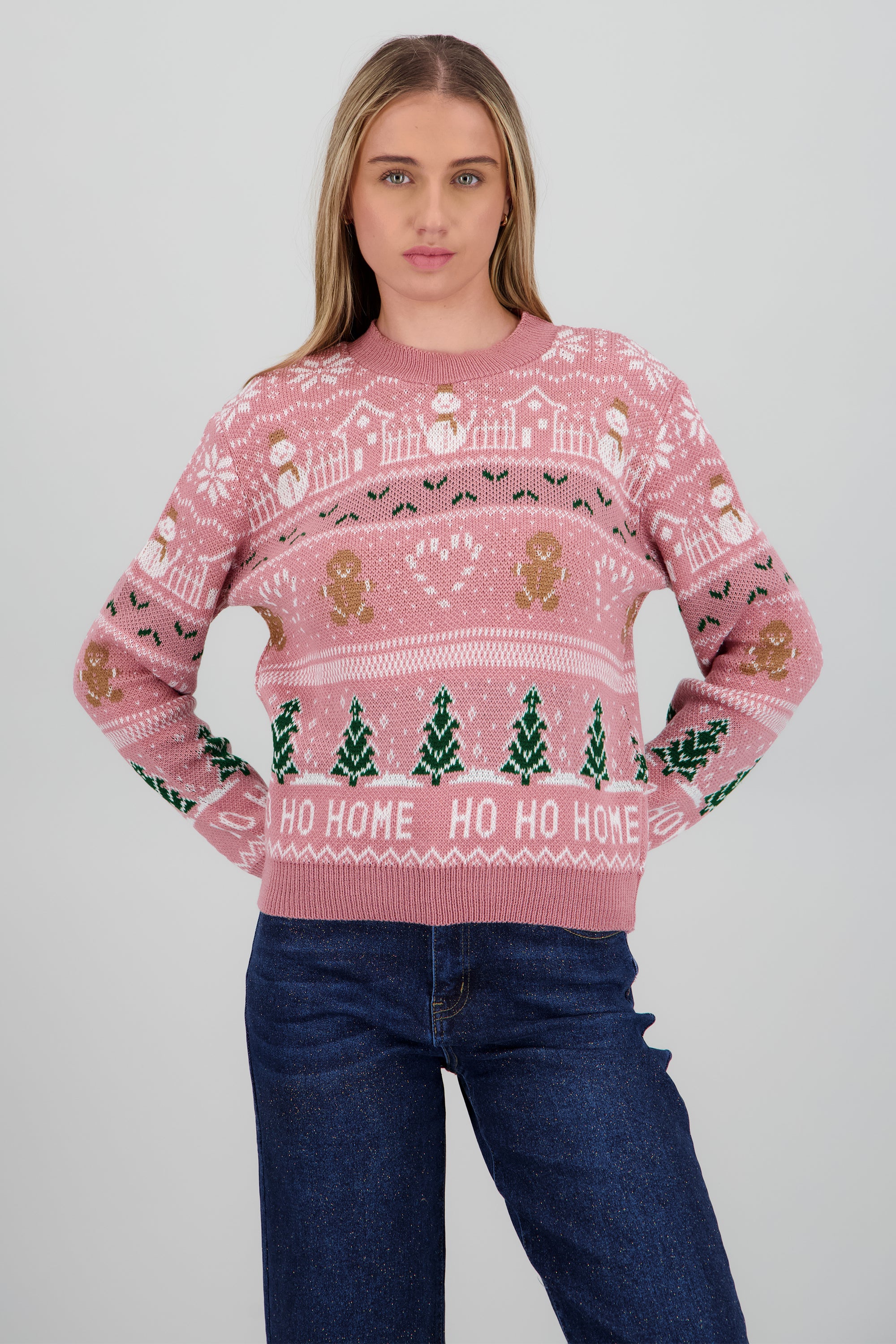 Suéter navideño galleta ROSA COMBO