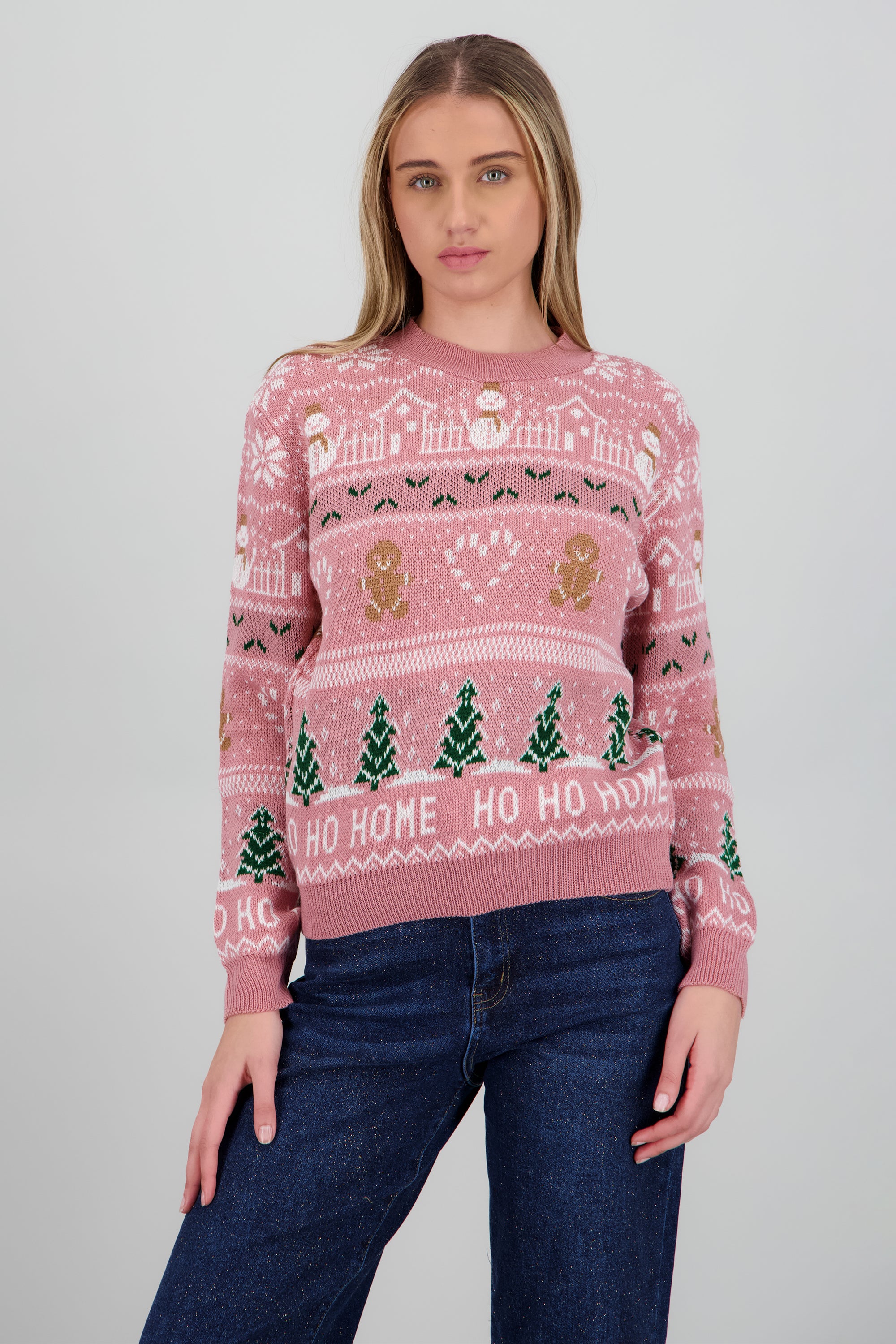 Suéter navideño galleta ROSA COMBO