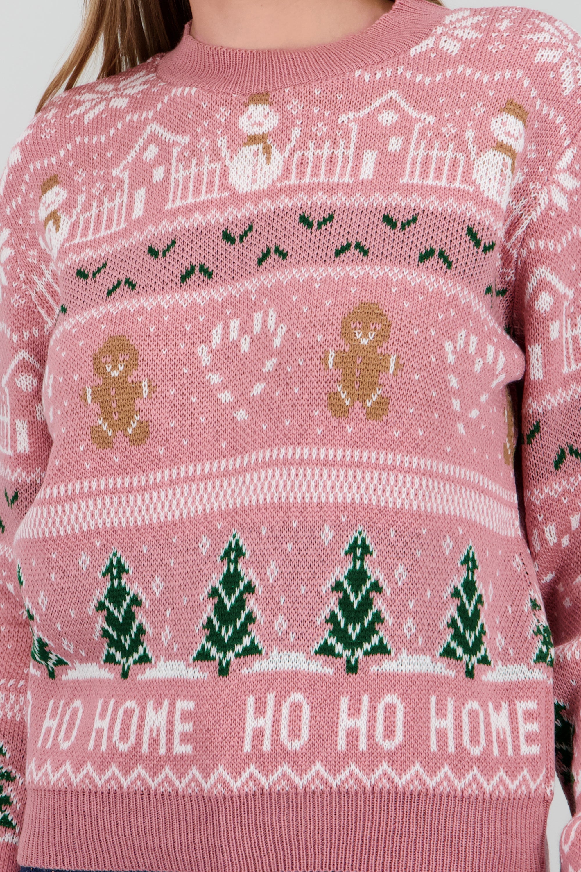 Suéter navideño galleta ROSA COMBO