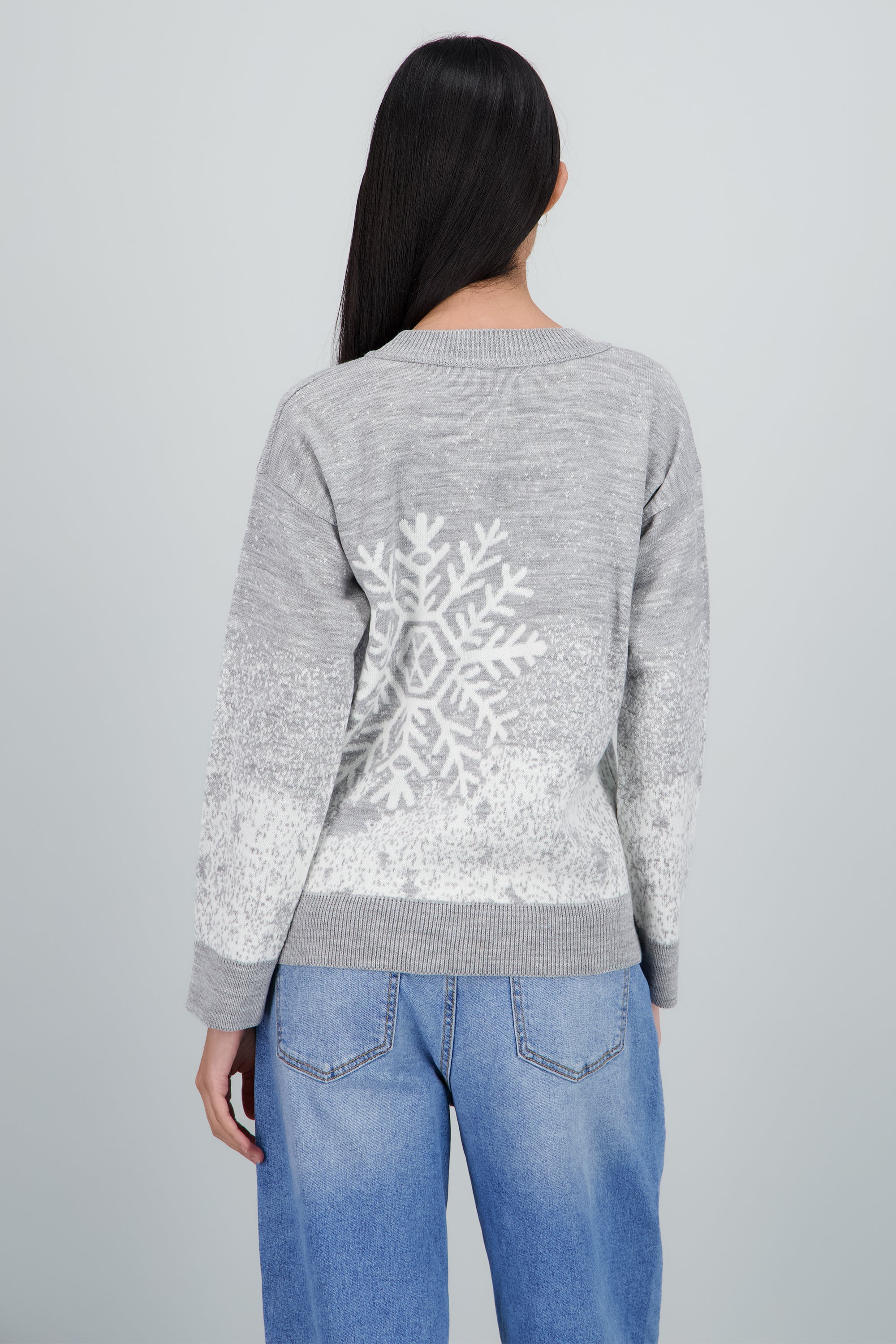 Suéter navideño copo nieve GRIS COMBO