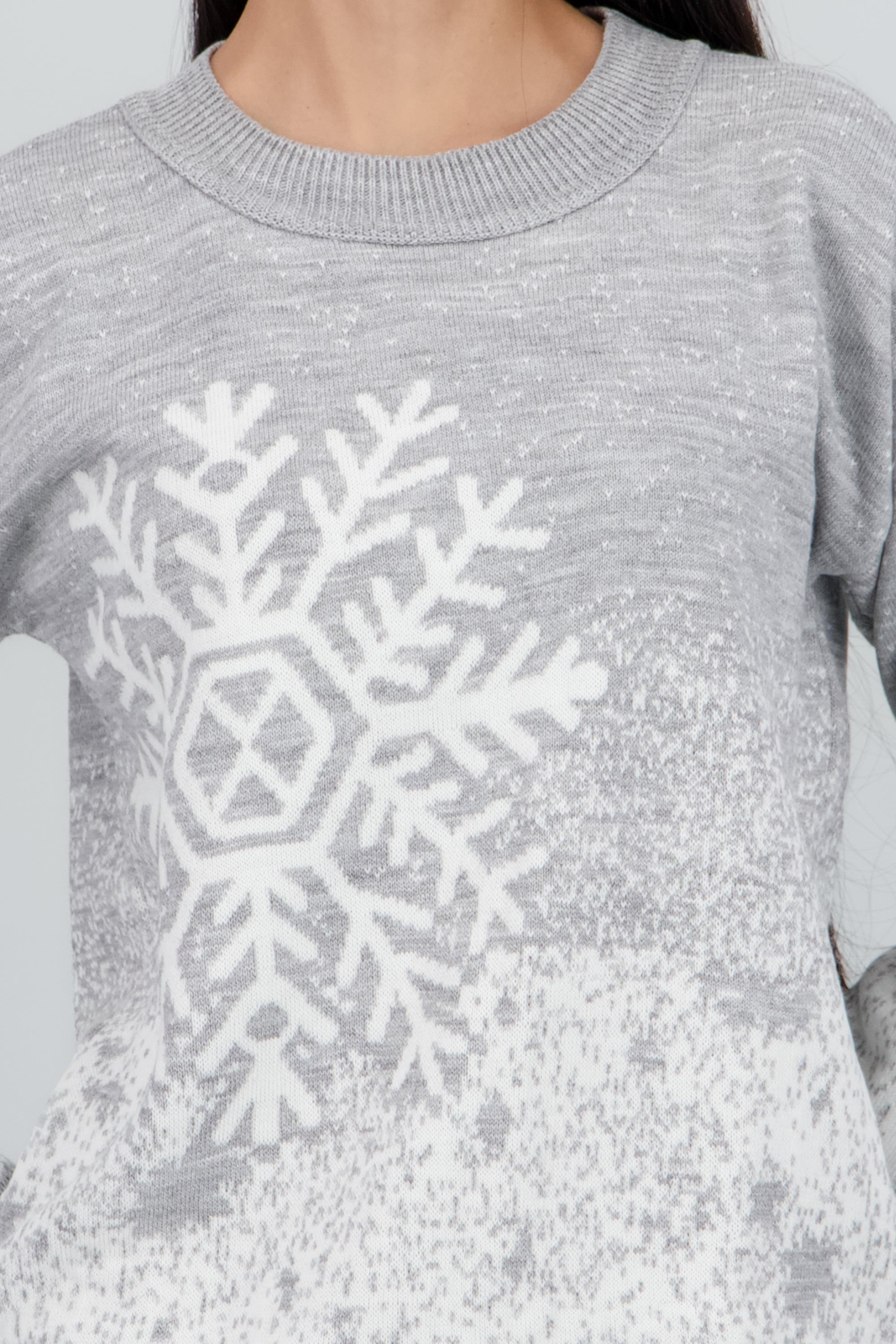 Suéter navideño copo nieve GRIS COMBO