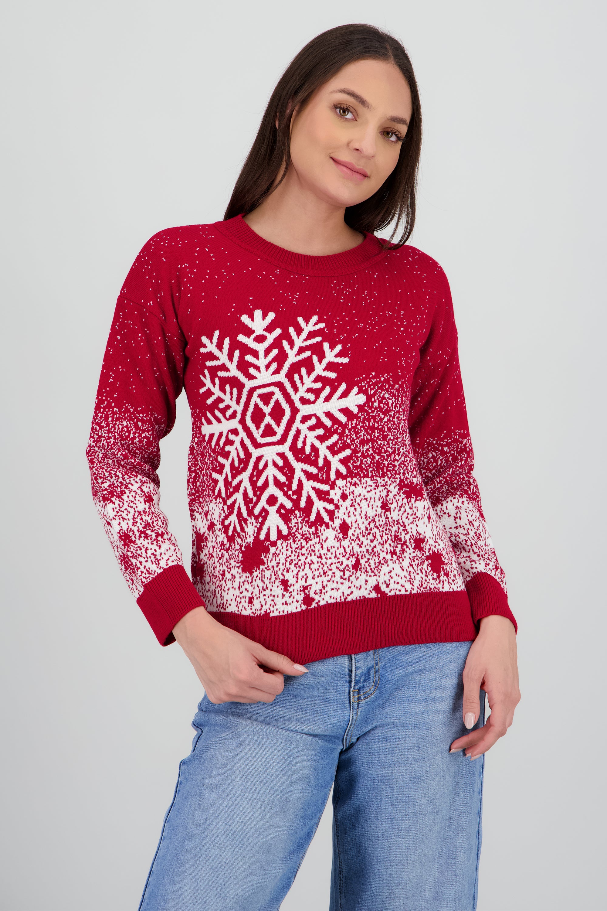 Suéter navideño copo nieve ROJO COMBO