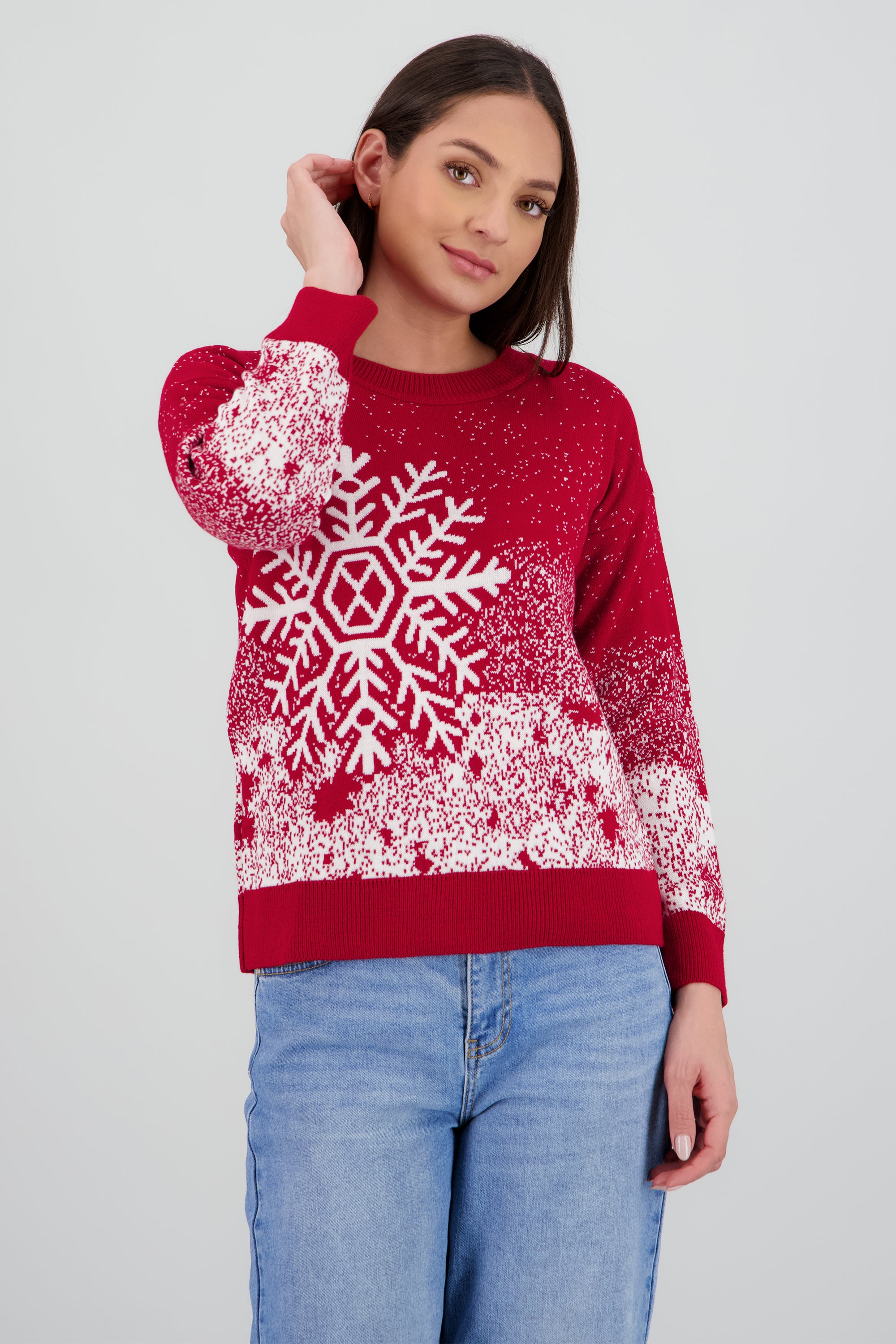 Suéter navideño copo nieve ROJO COMBO