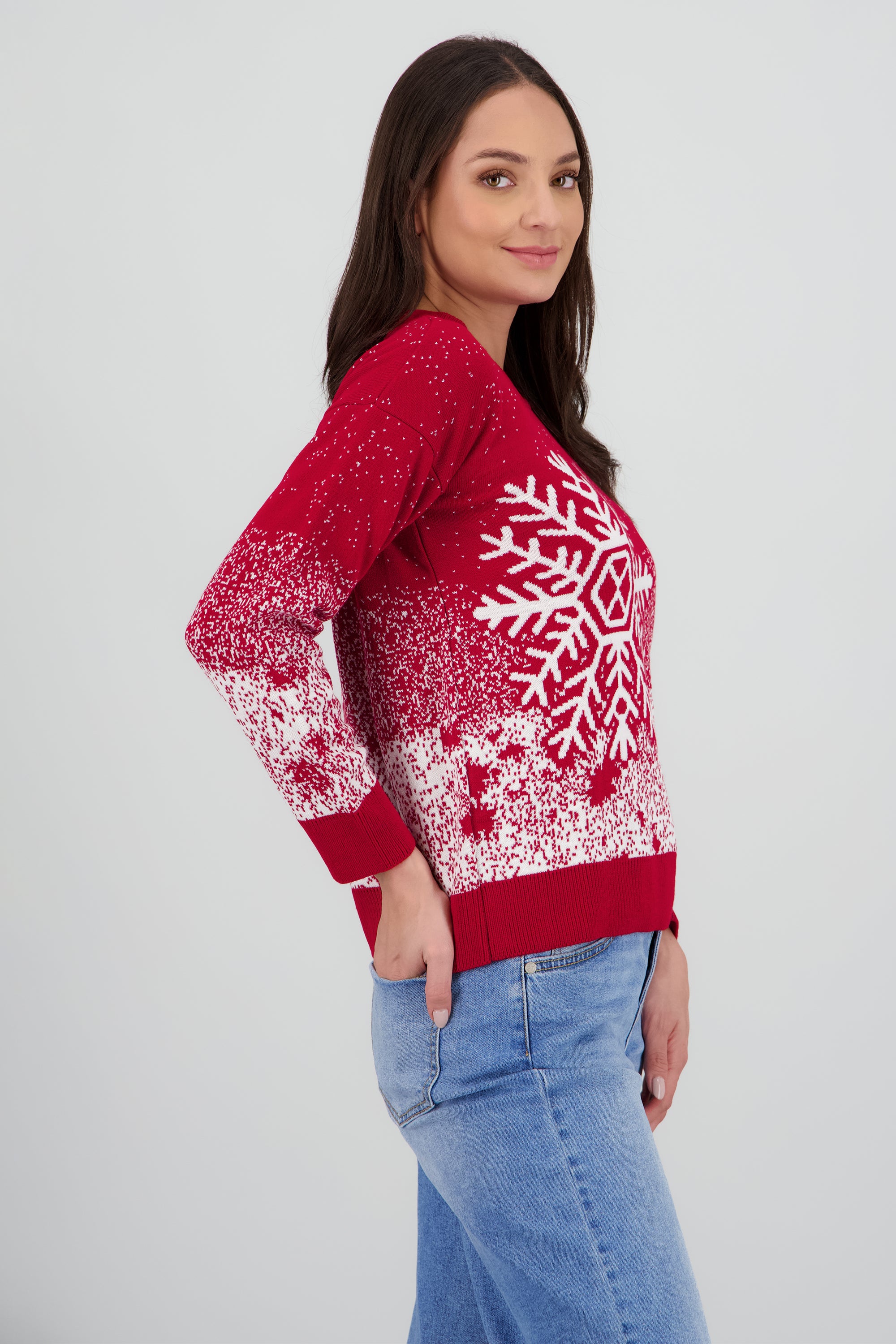 Suéter navideño copo nieve ROJO COMBO