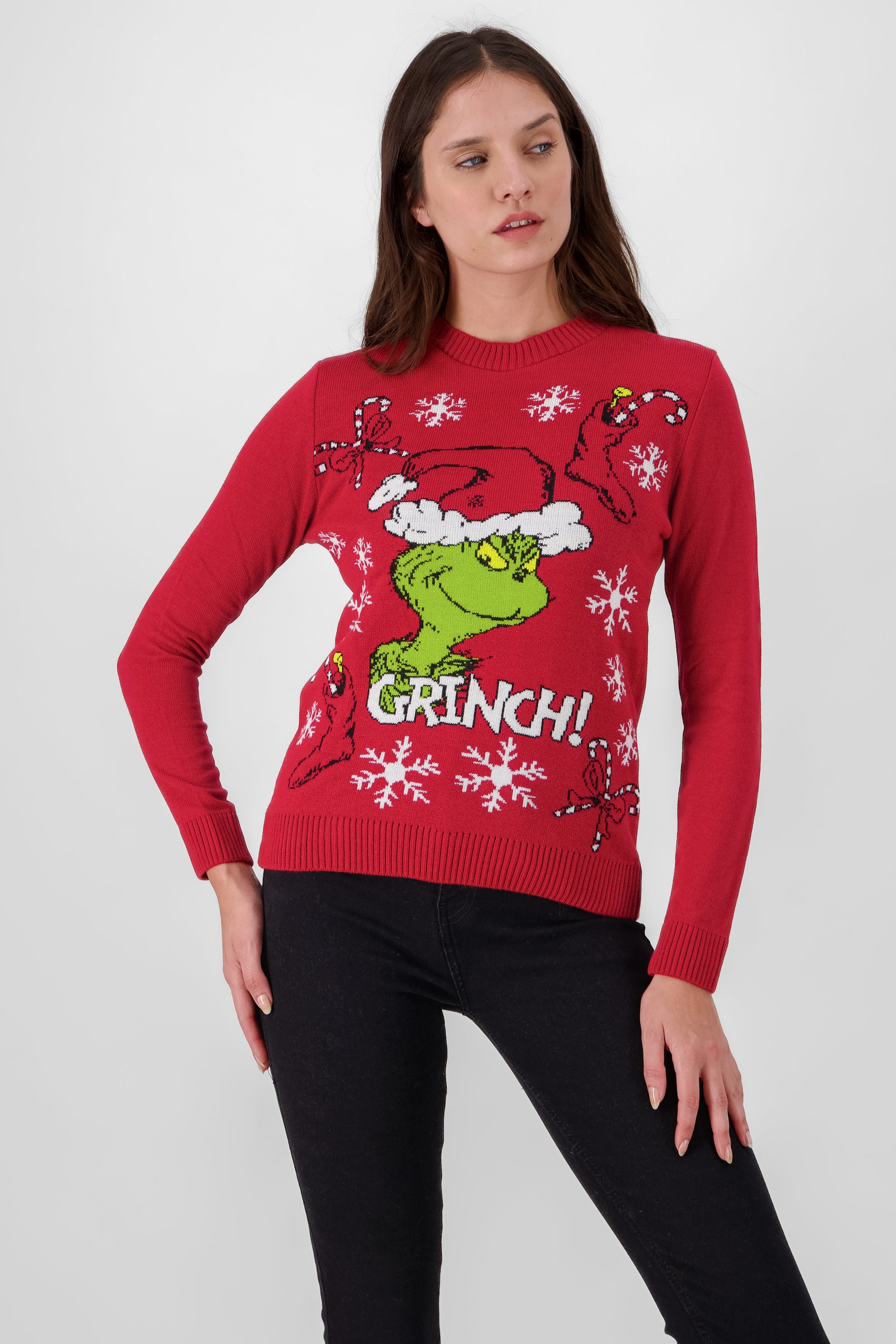 Suéter Grinch botas navideñas ROJO