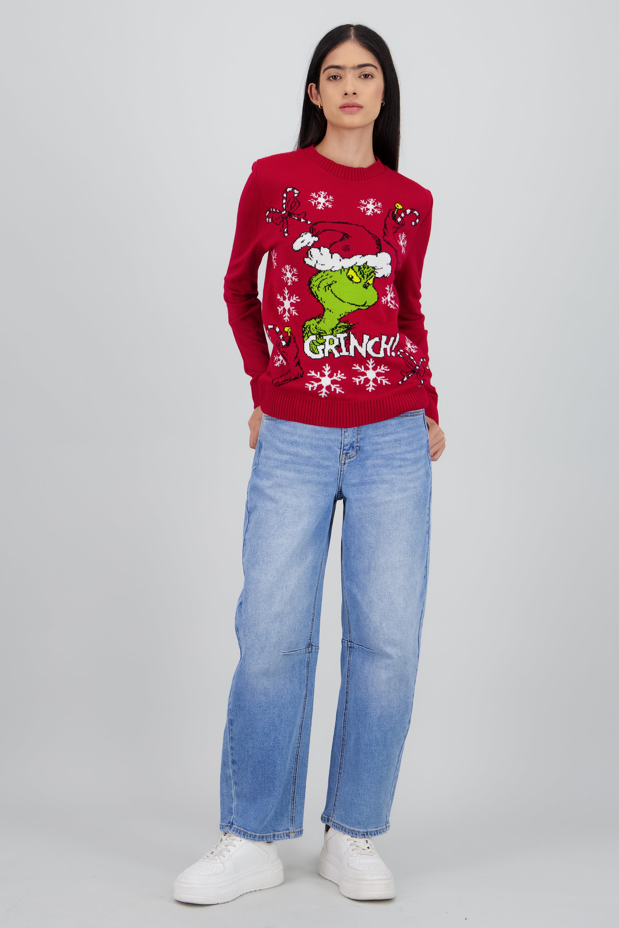 Suéter Grinch botas navideñas ROJO