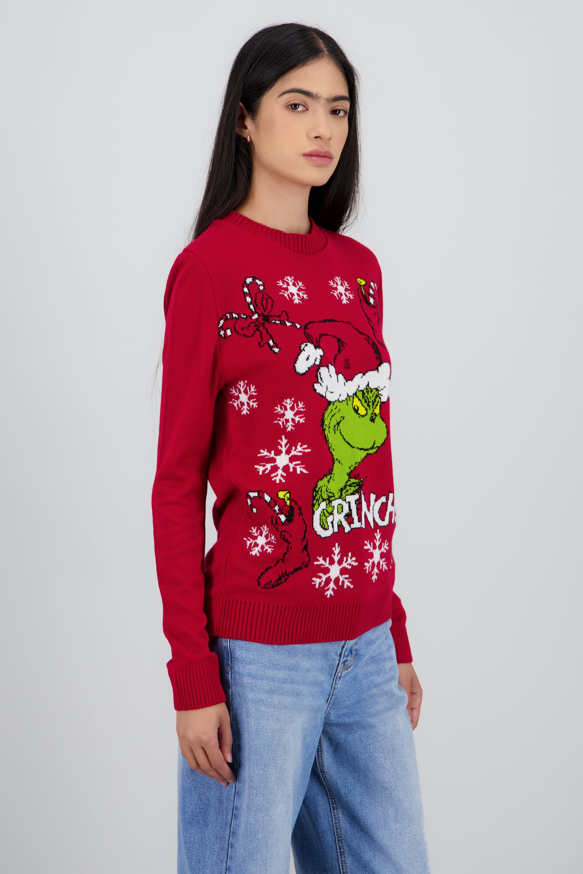 Suéter Grinch botas navideñas ROJO