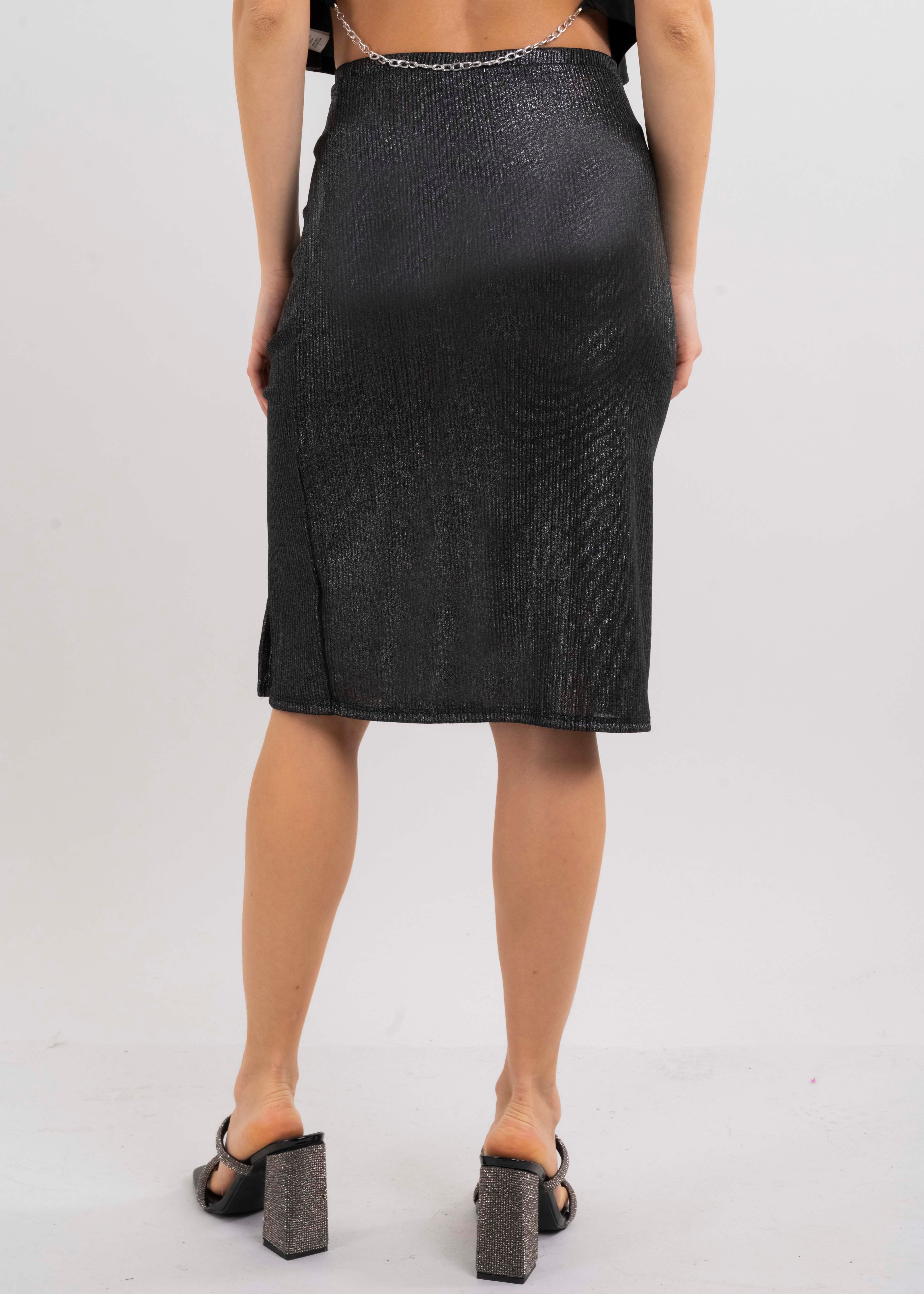 Mini falda midi con jareta NEGRO COMBO
