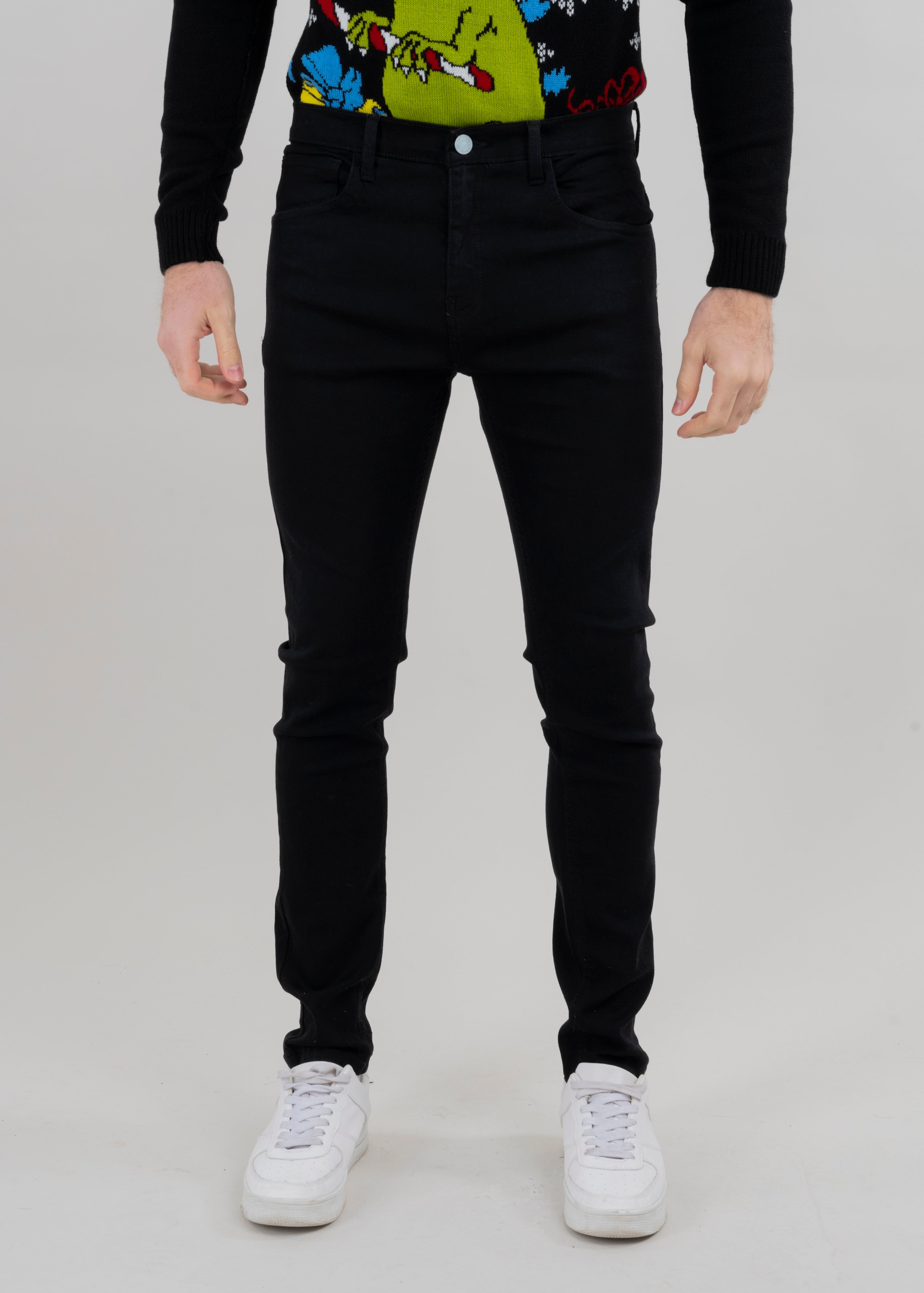 Jeans skinny deslavados NEGRO