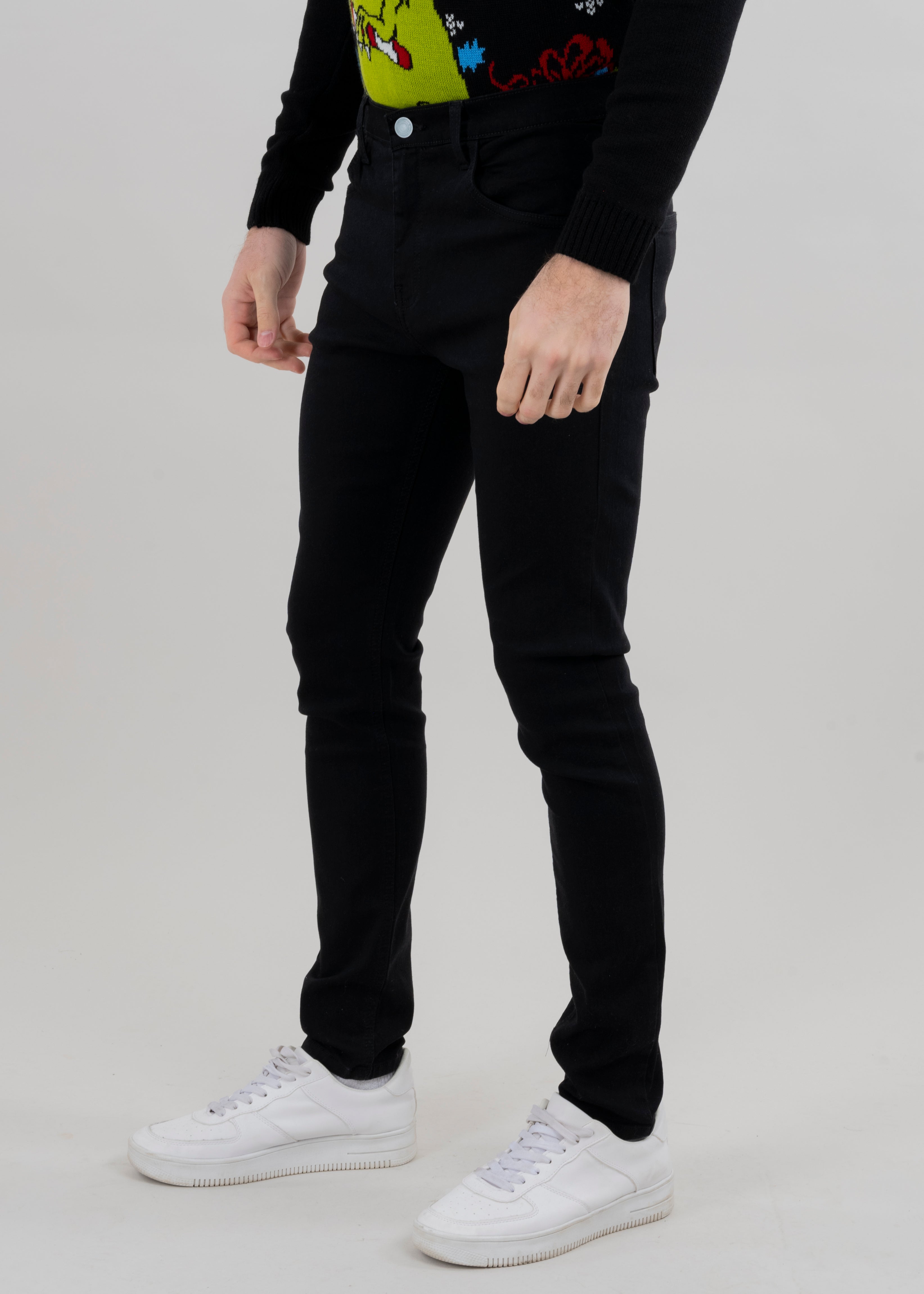 Jeans skinny deslavados NEGRO