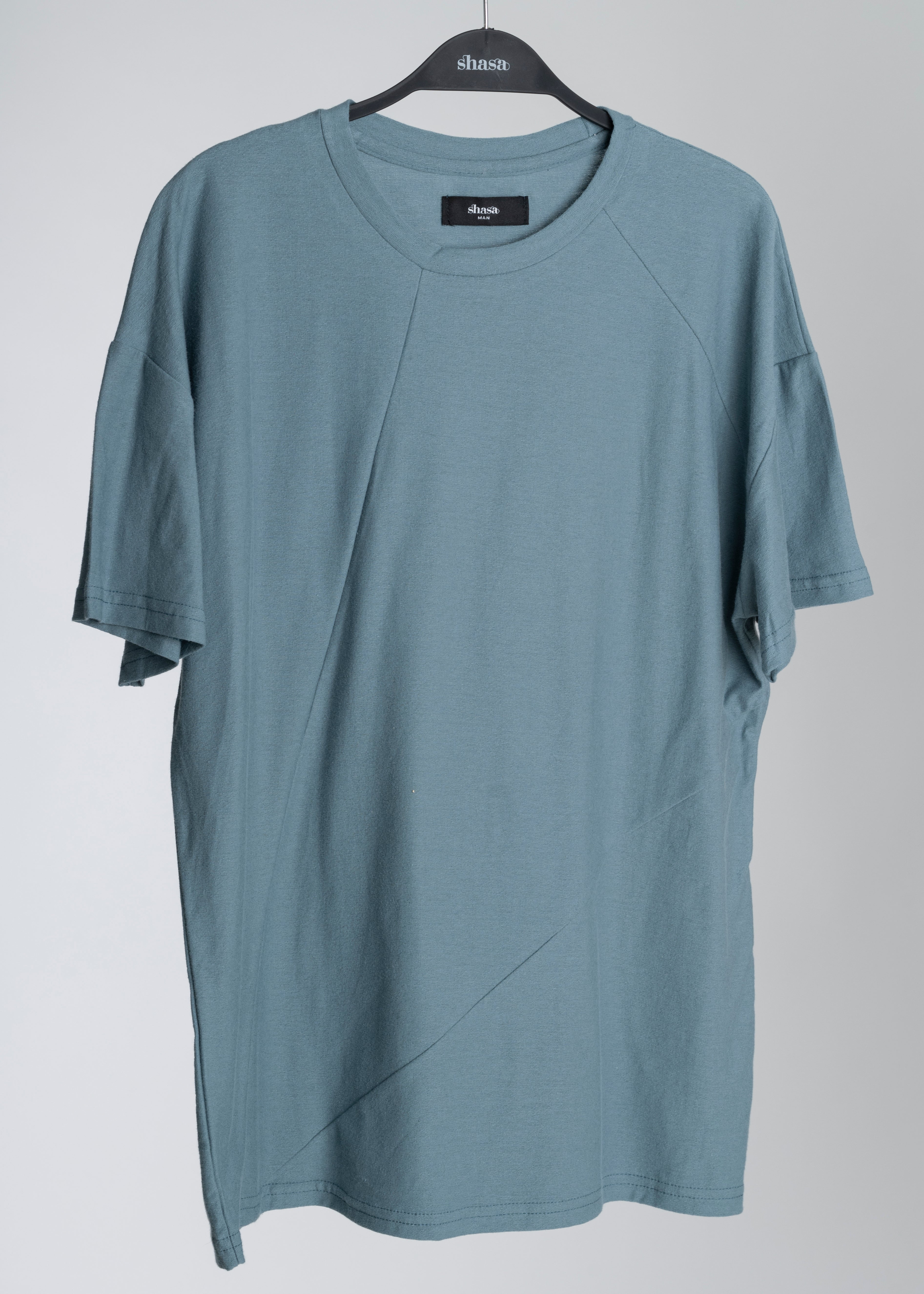 Playera manga corta costuras AZUL