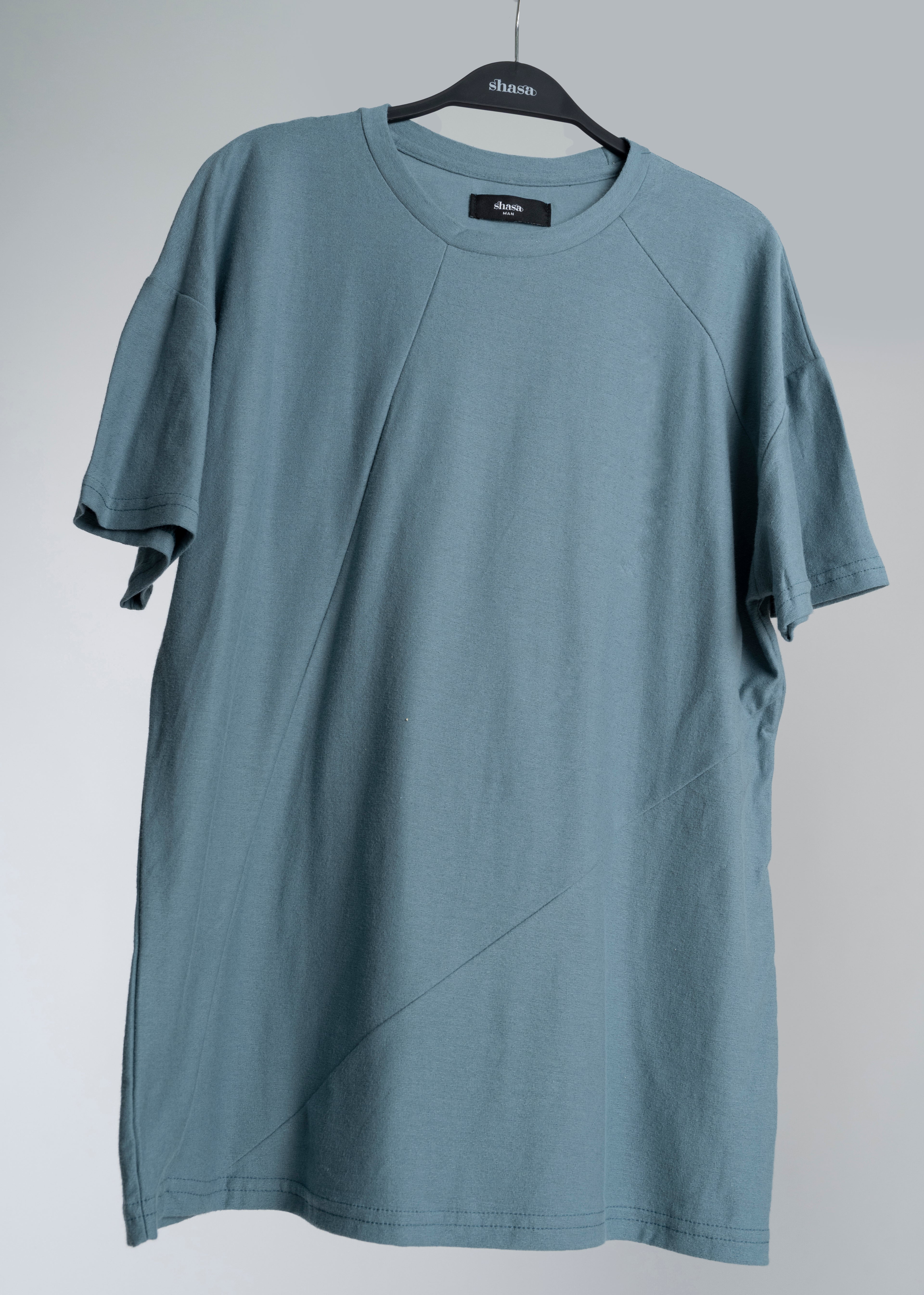 Playera manga corta costuras AZUL