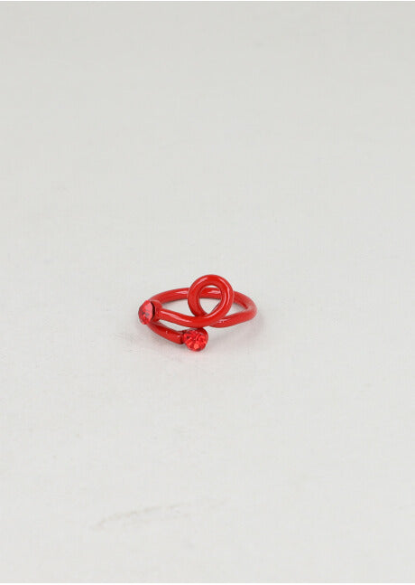 Anillo Curveado Brillos ROJO