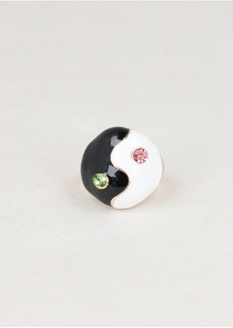 Anillo Ying Yang Duo NEGRO BLANCO