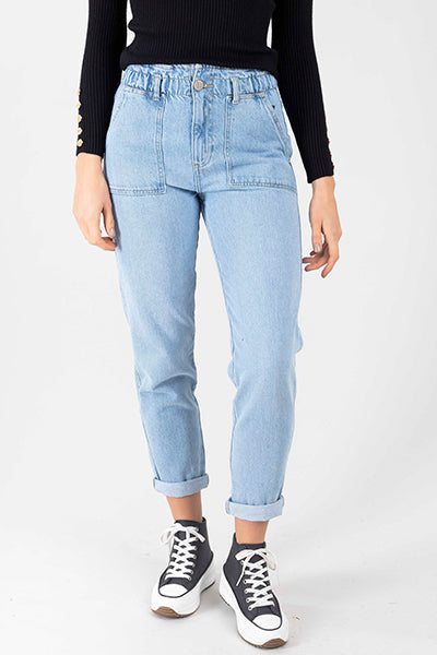 Jeans paper bag dobladillo LIGHT WASH