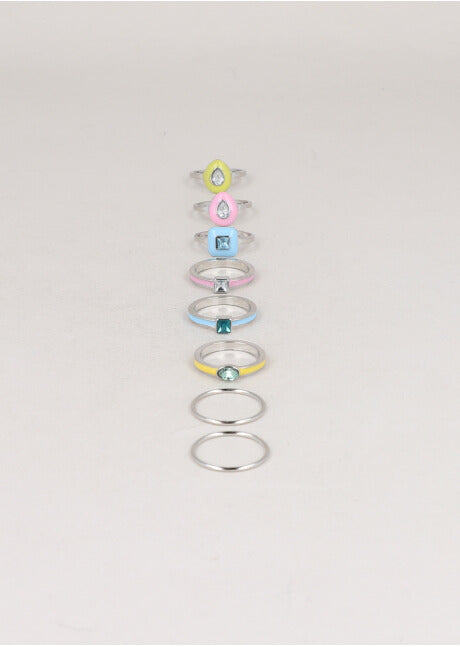 8 P Anillo Cristal Color PLATA