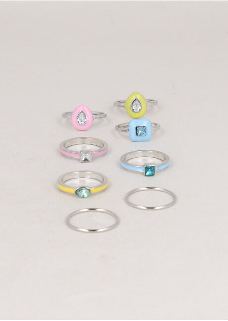 8 P Anillo Cristal Color PLATA