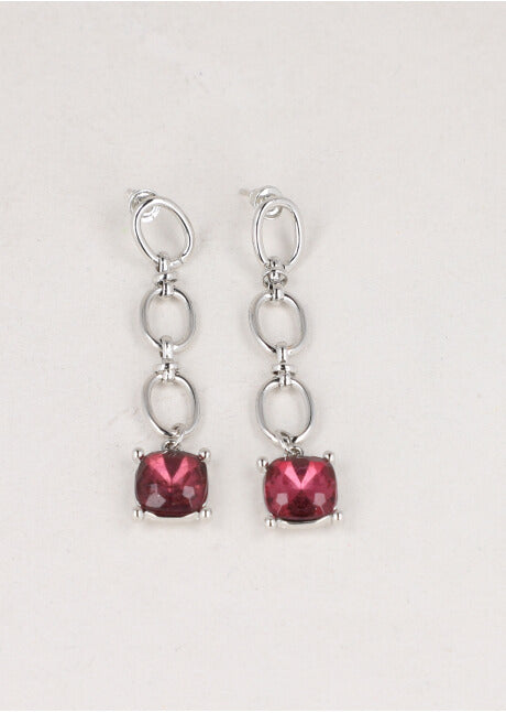 Aretes Cadena Cristal PLATA