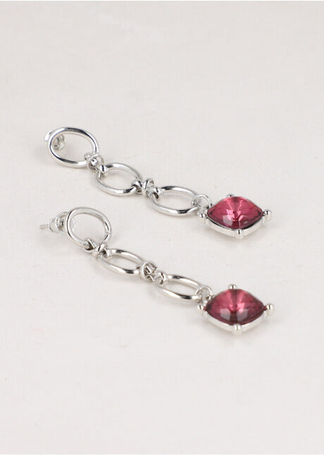 Aretes Cadena Cristal PLATA