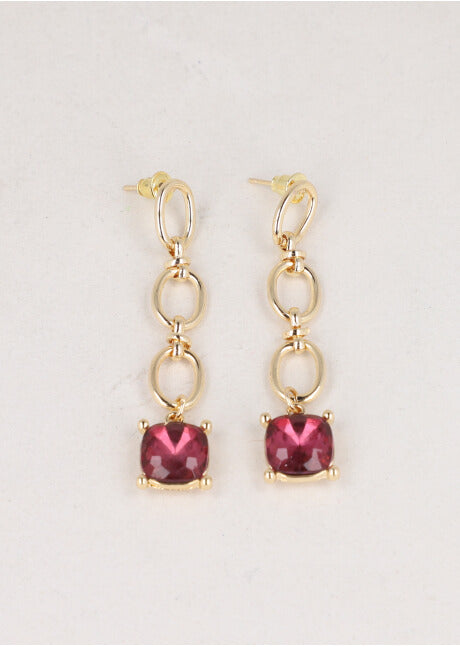 Aretes Cadena Cristal ORO