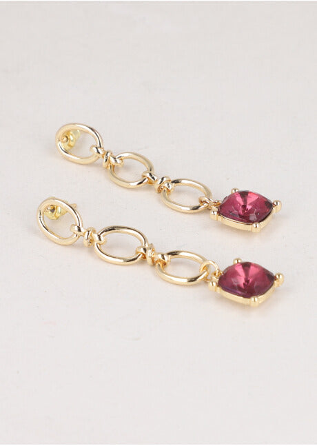 Aretes Cadena Cristal ORO