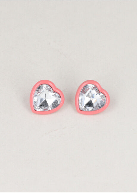 Aretes Corazon Cristal Orilla ROSA