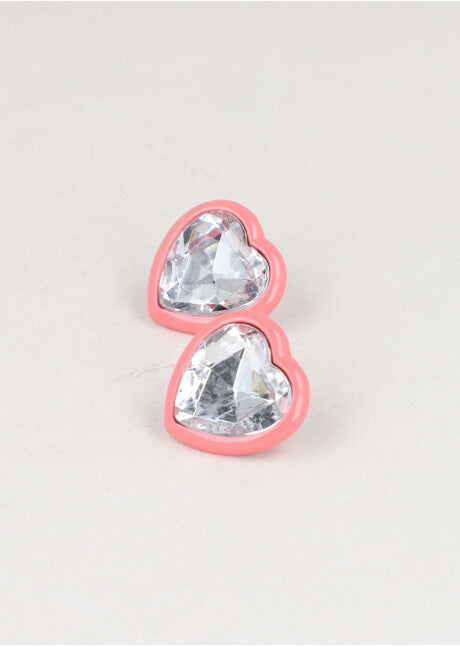 Aretes Corazon Cristal Orilla ROSA