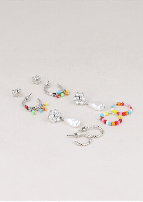 5 Pr Arracadas Beads PLATA