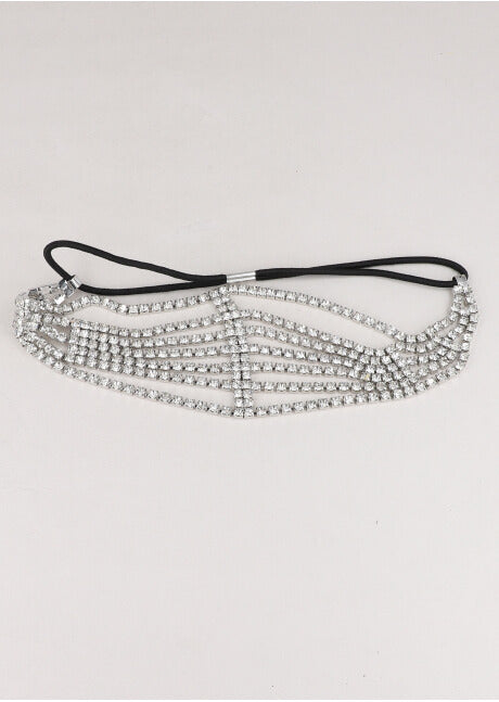 Diadema elástica multilíneas brillos PLATA