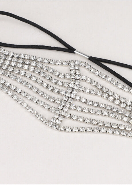 Diadema elástica multilíneas brillos PLATA