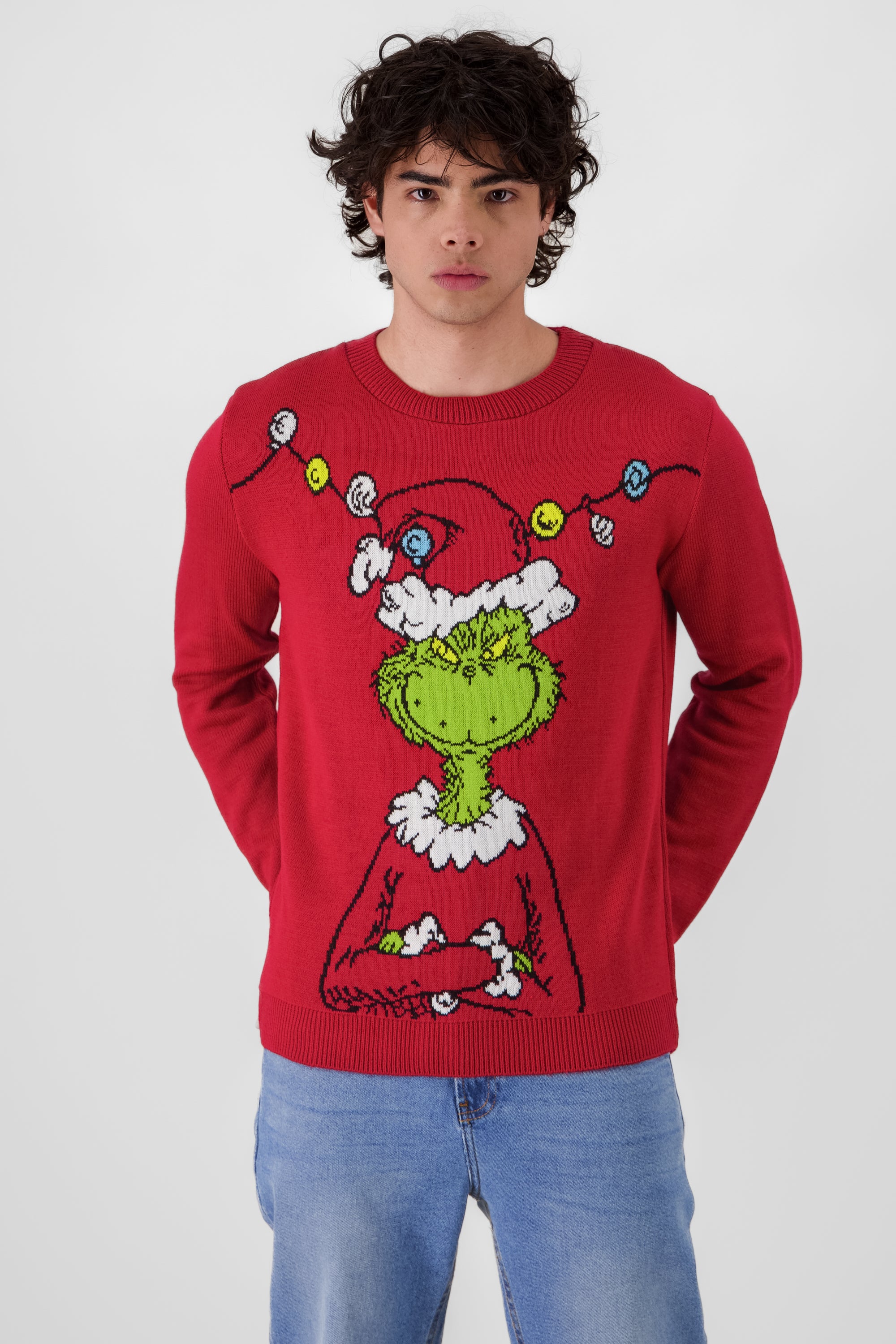 Suéter navideño Grinch esferas ROJO