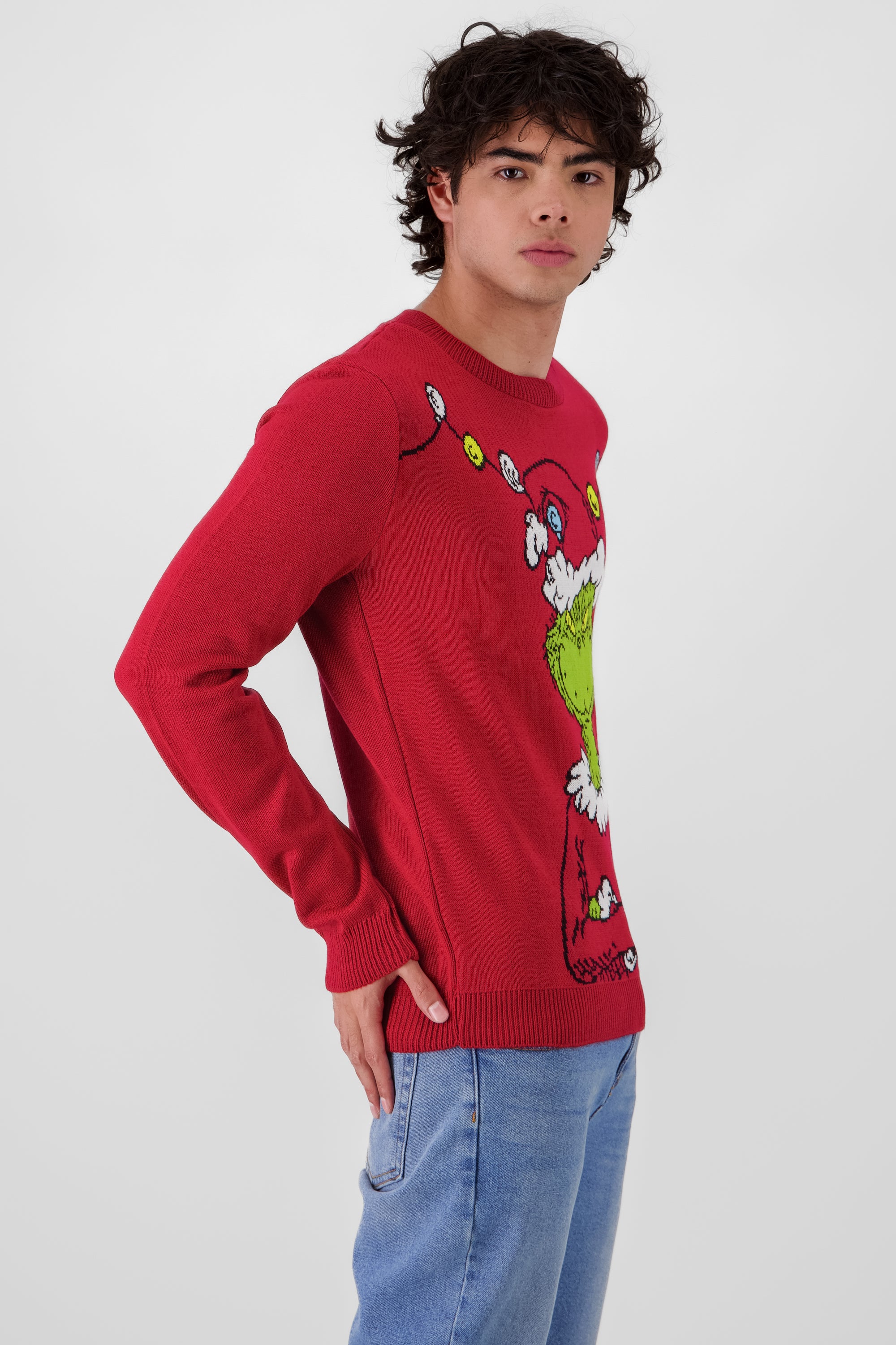 Suéter navideño Grinch esferas ROJO