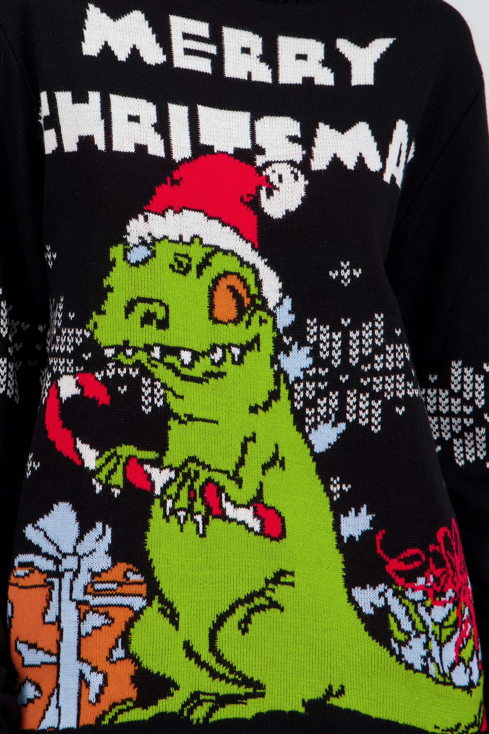 Suéter navideño genderless Reptar NEGRO