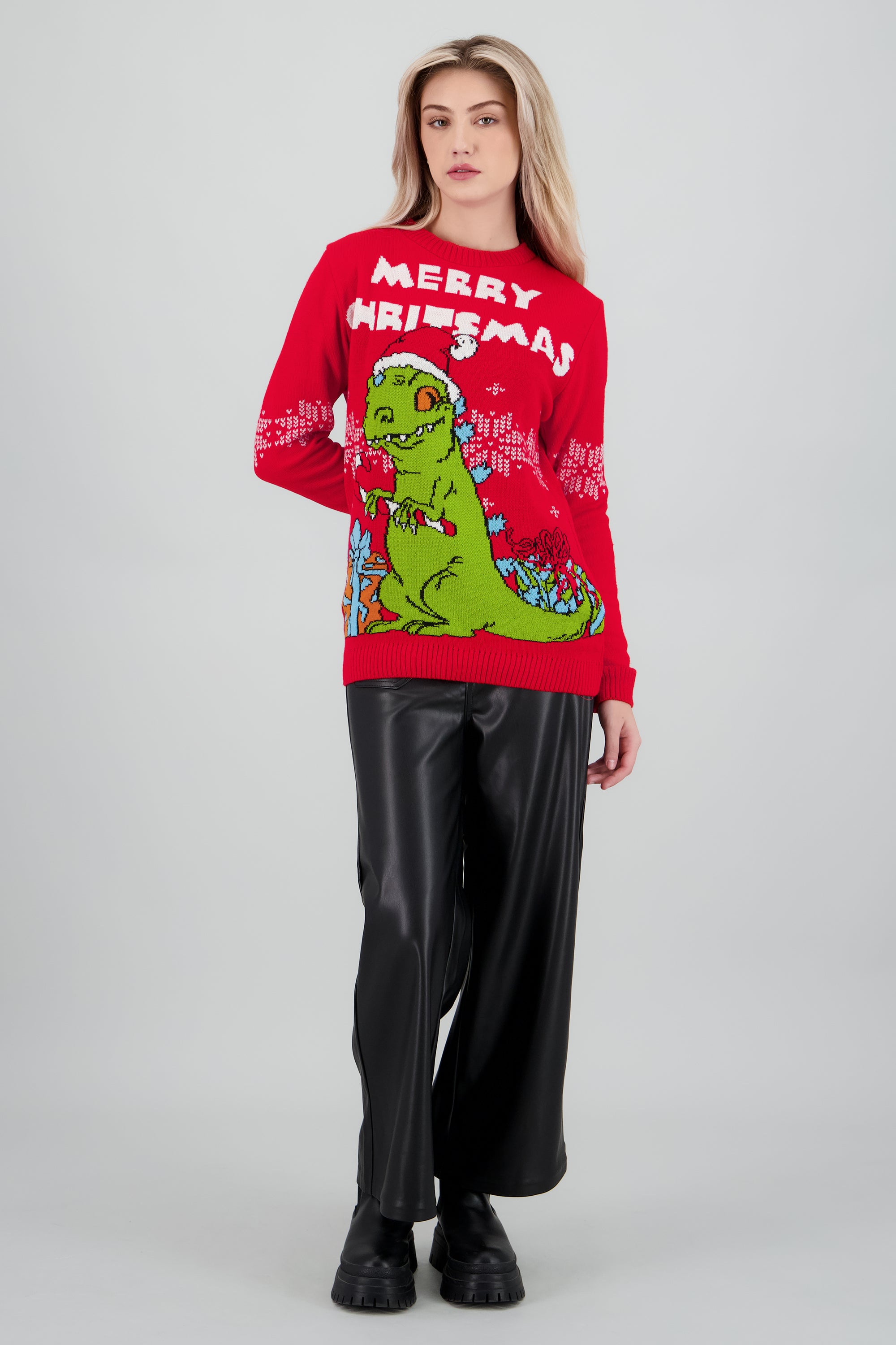 Suéter navideño unisex Reptar ROJO
