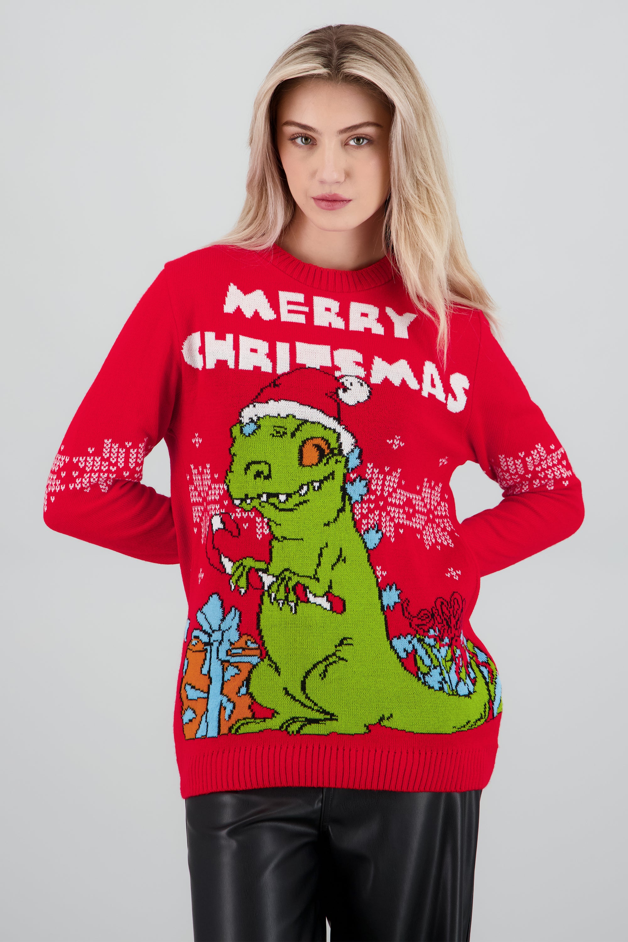 Suéter navideño unisex Reptar ROJO