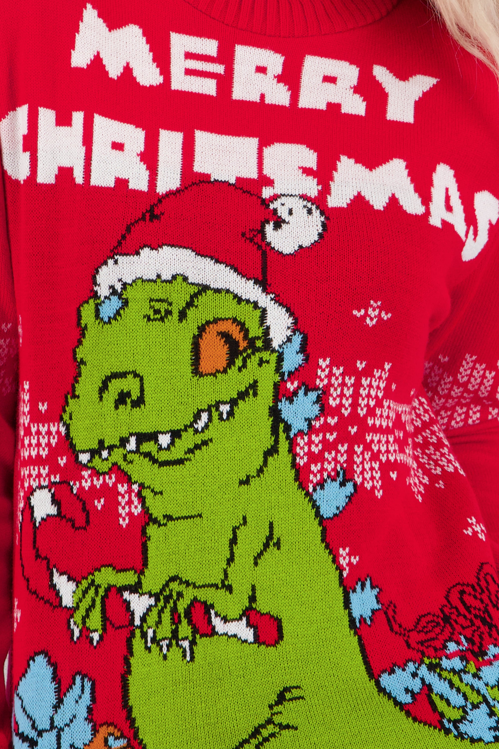 Suéter navideño unisex Reptar ROJO