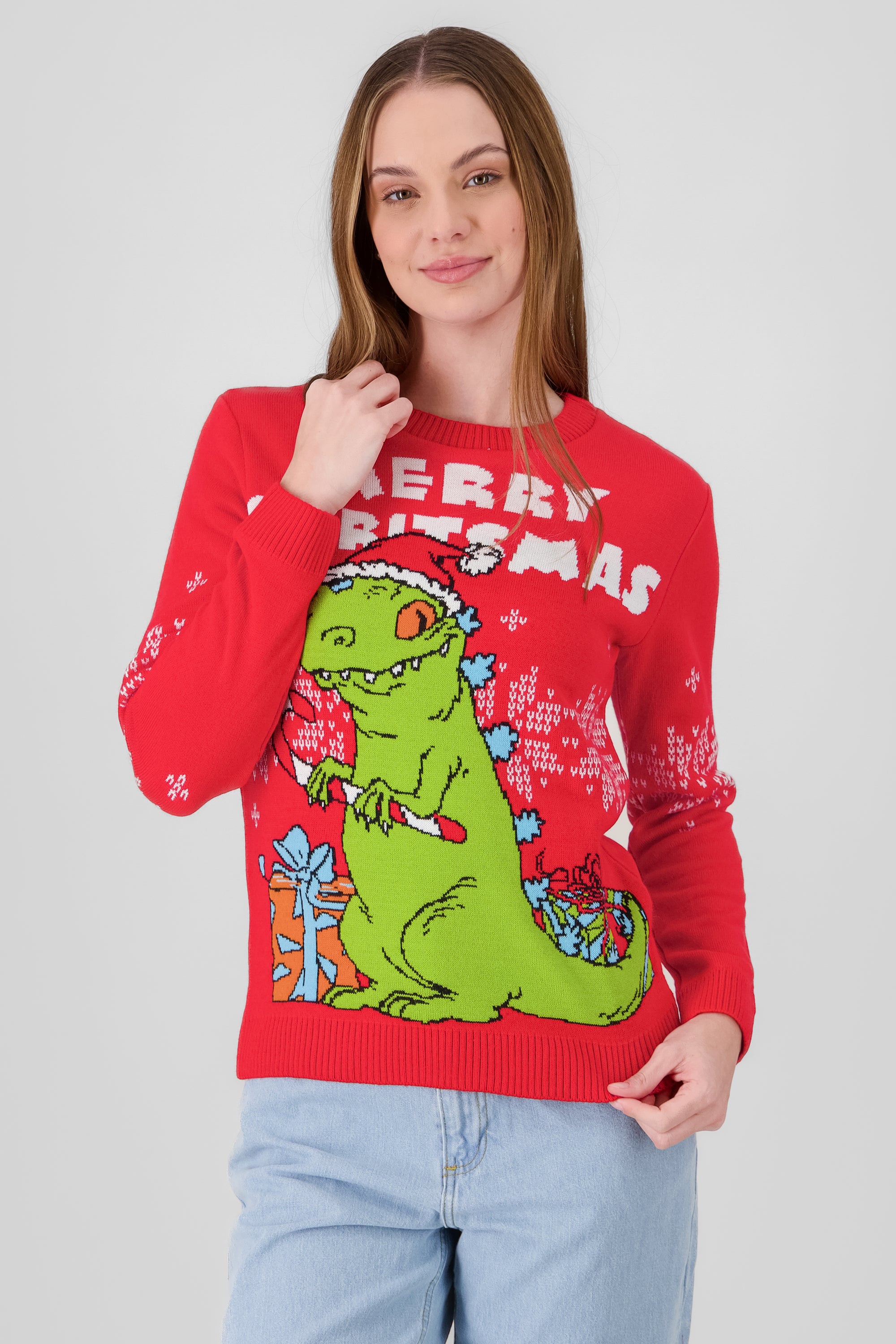 Suéter navideño  Rugrats Reptar ROJO