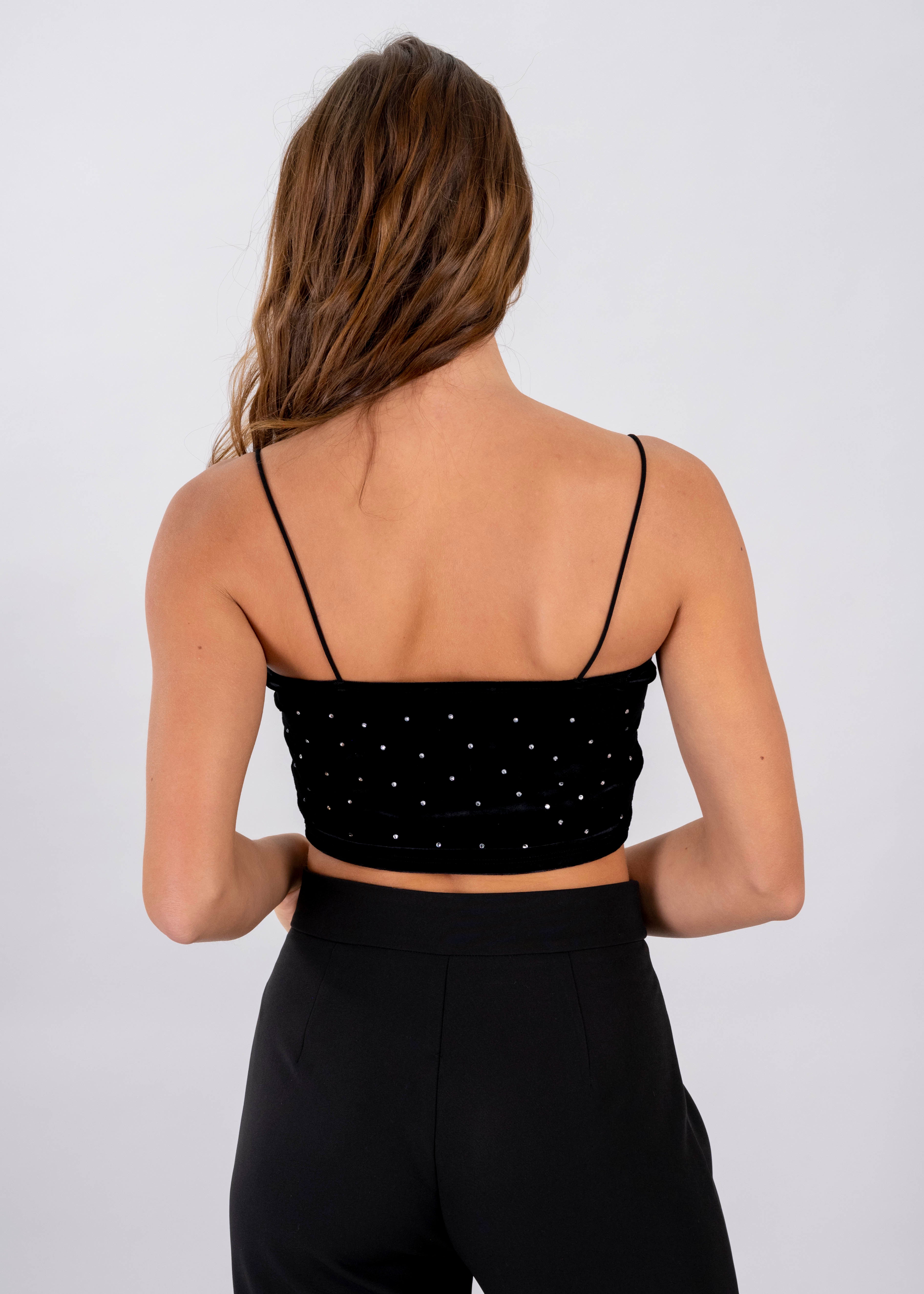 Top terciopelo brillos NEGRO