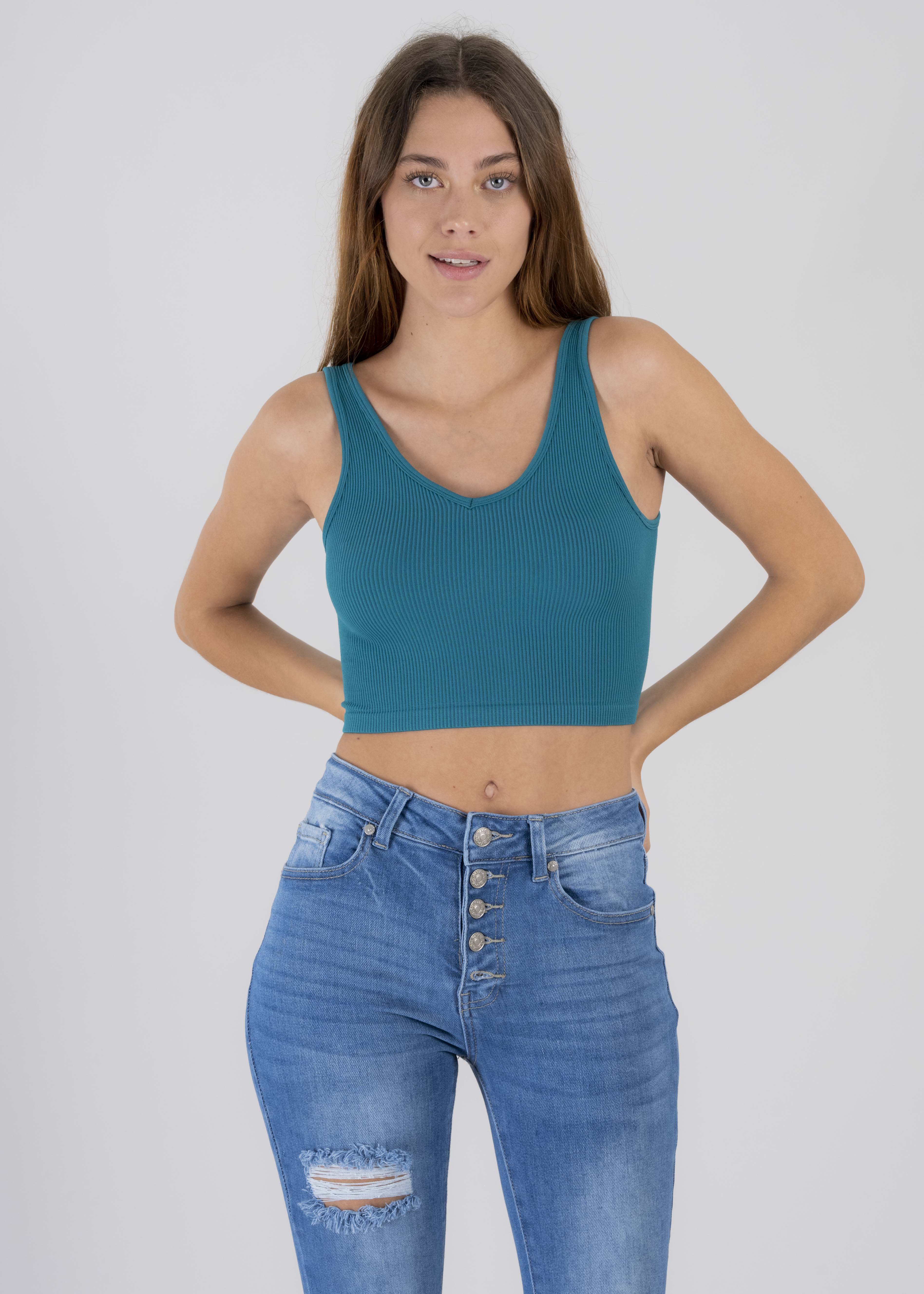 Top tirantes anchos TURQUESA