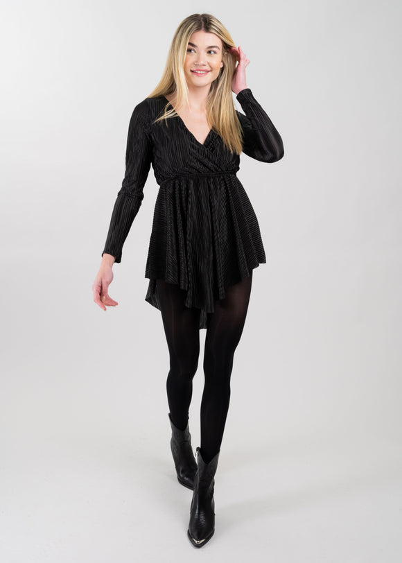 Vestido wrap manga larga