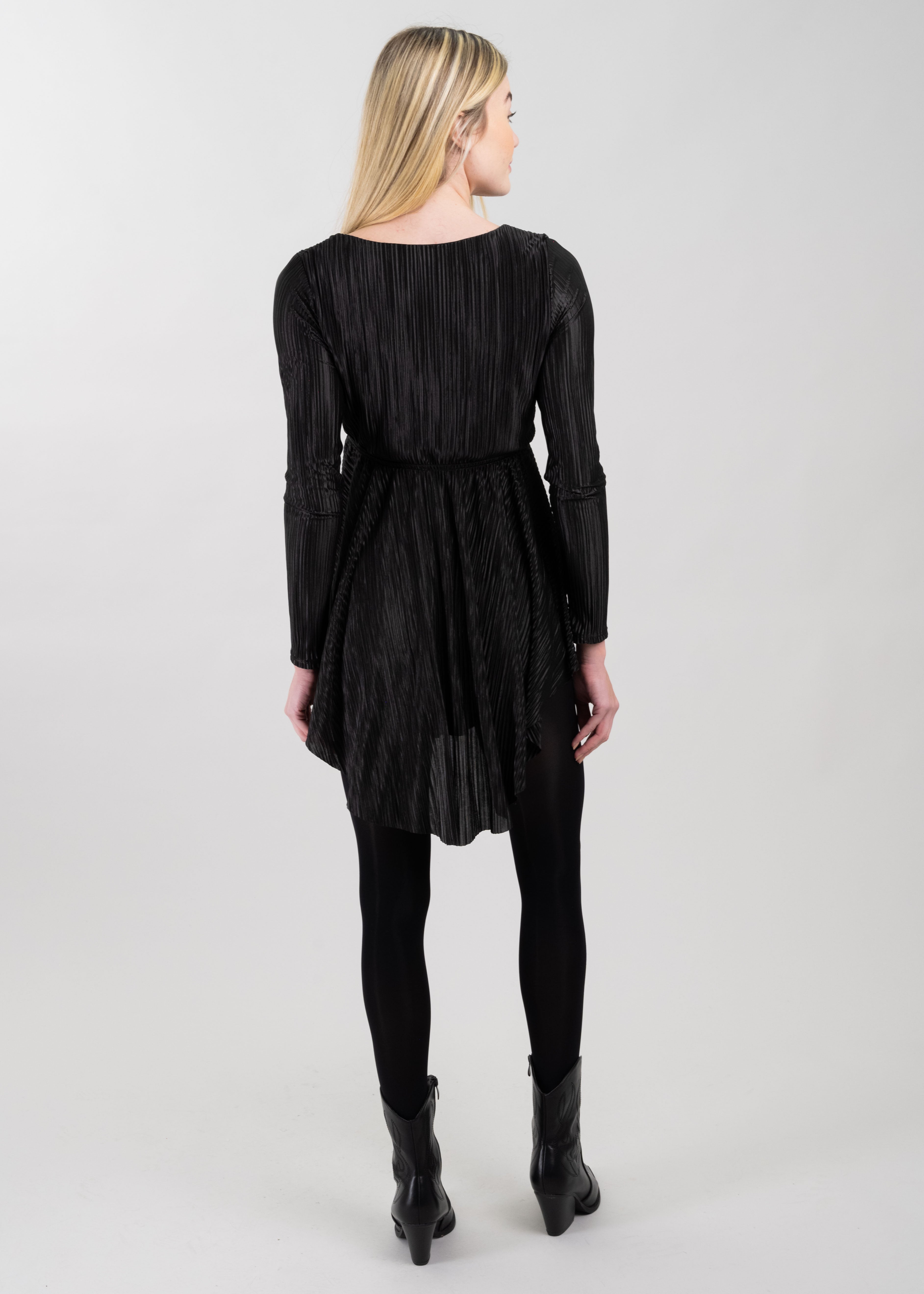 Vestido wrap manga larga NEGRO