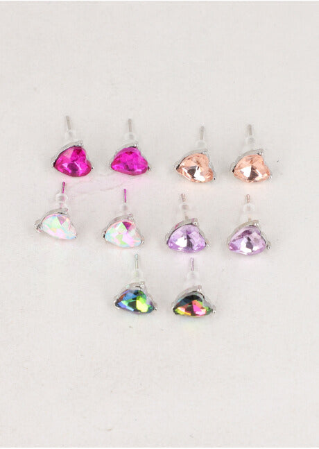 5 Pr Aretes Corazon Brillo PLATA