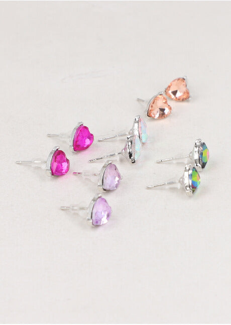 5 Pr Aretes Corazon Brillo PLATA