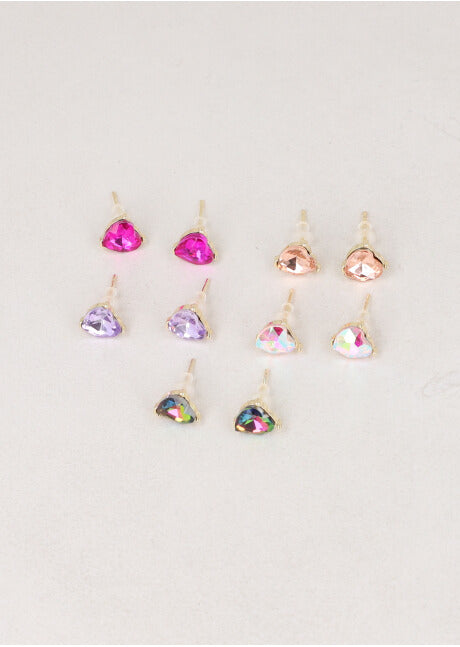 5 Pr Aretes Corazon Brillo ORO