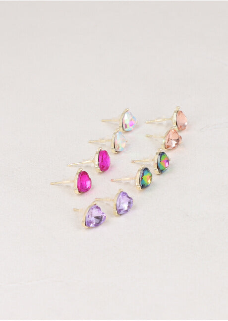 5 Pr Aretes Corazon Brillo ORO