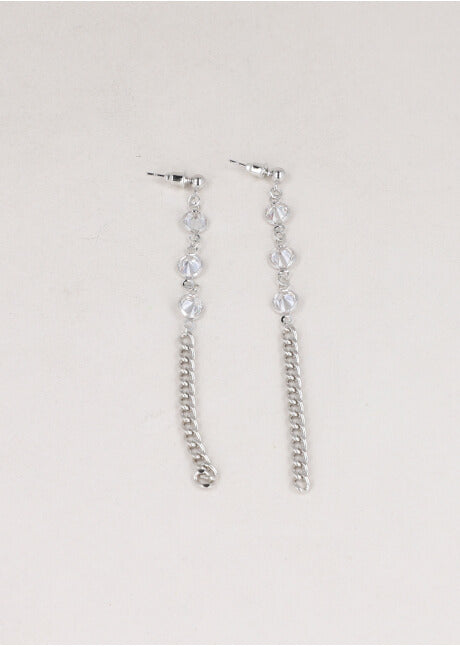 Aretes Brillos Cadena PLATA