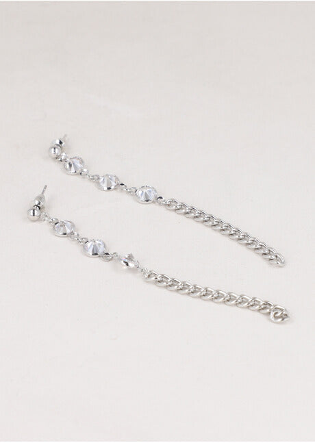 Aretes Brillos Cadena PLATA